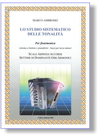 Tutte le scale in moto retto, contrario, per terze e seste diteggiate per tastiera e bottoniera a destra e bassi sciolti per terze minori a sinistra. Tutti gli arpeggi in progressione lineare, alternata e spezzata. L'accordo di Settima di Dominante.